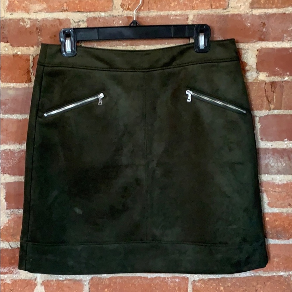 Loft green suede skirt